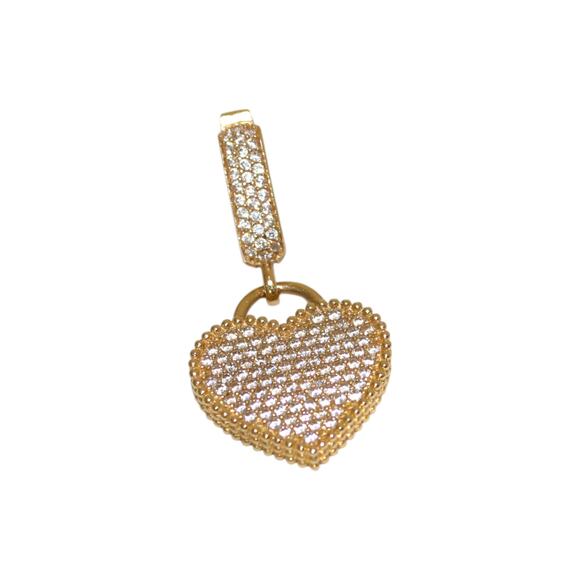 Double-sided 14k Gold Full Crystal Necklace Pendant Charm 4.6 Grams - Picture 7 of 9